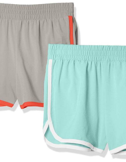 Load image into Gallery viewer, Amazon Essentials Girls Active Running Shorts 2 Pack Aqua Blue/Grey Size XL

