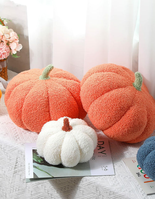 Load image into Gallery viewer, Queekay 2 Pcs Pumpkin Pillow Plush 11x9.5 Inch Orange Fall Decor
