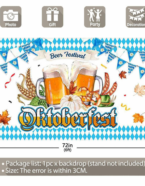 Load image into Gallery viewer, ZTHMOE Oktoberfest Photography Backdrop 72x43inch Blue White Bavarian
