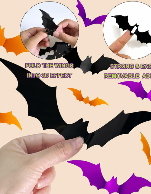 Load image into Gallery viewer, Fxozru Spooky Halloween Banner Bats Sticker Pink Purple Black Orange
