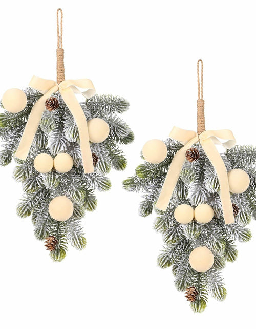 Load image into Gallery viewer, Super Holiday 2PCS Beige Velvet Bow Ball Christmas Decorations Flocked
