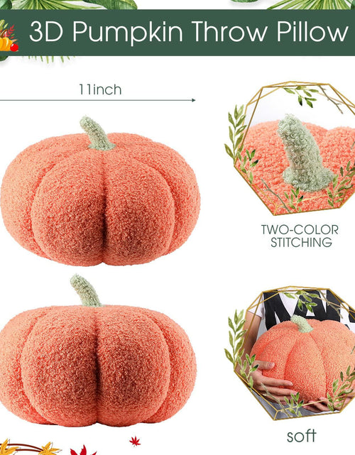 Load image into Gallery viewer, Queekay 2 Pcs Pumpkin Pillow Plush 11x9.5 Inch Orange Fall Decor

