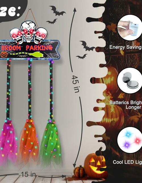 Load image into Gallery viewer, Tiaxidex Lighted Halloween Witch Broom Parking Sign Porch Door Decor
