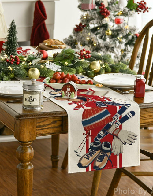 Load image into Gallery viewer, Artoid Mode Red Snowboarding Christmas Table Runner 13x48 Inch
