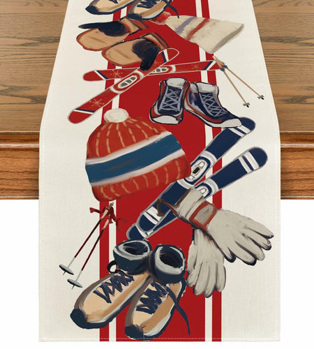 Artoid Mode Red Snowboarding Christmas Table Runner 13x48 Inch