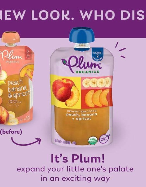 Load image into Gallery viewer, Plum Organics Stage 2 Baby Food Peach Banana Apricot 4oz Pouch Pack of 6
