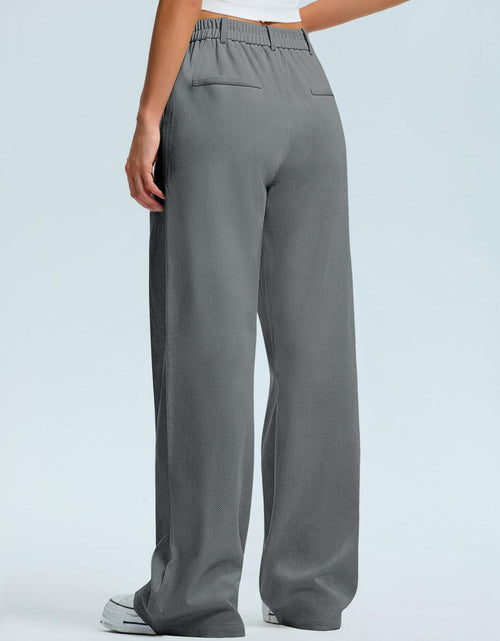 Load image into Gallery viewer, Kistore Womens Wide Leg Pleated Palazzo Work Trousers Blue Gray Size S
