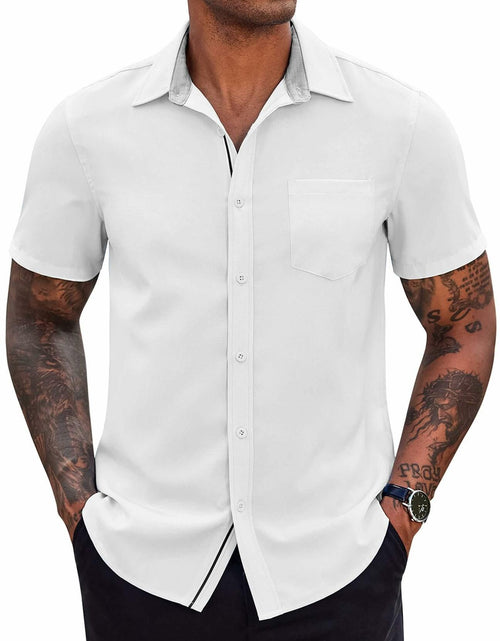 Load image into Gallery viewer, COOFANDY Men's Short Sleeve Button Up Shirt White Size M
