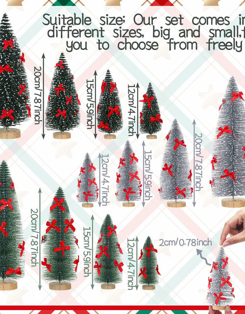 Load image into Gallery viewer, Soaoo 12 Pack Bottle Brush Christmas Trees 5-10in Wood Base Green Silver
