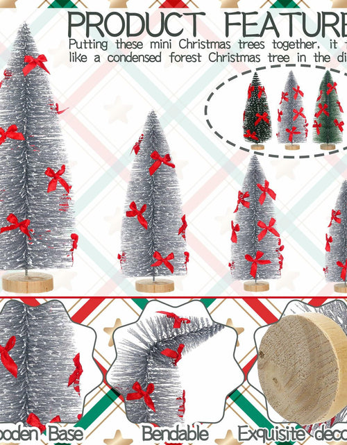 Load image into Gallery viewer, Soaoo 12 Pack Bottle Brush Christmas Trees 5-10in Wood Base Green Silver
