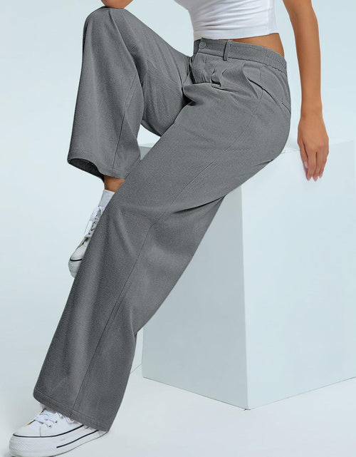 Load image into Gallery viewer, Kistore Womens Wide Leg Pleated Palazzo Work Trousers Blue Gray Size S
