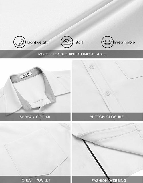 Load image into Gallery viewer, COOFANDY Men's Short Sleeve Button Up Shirt White Size M
