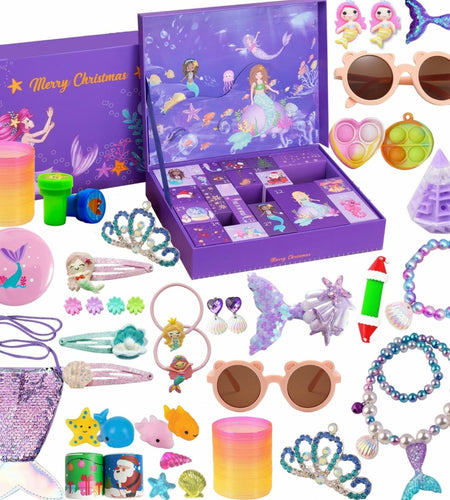 GOGREENWOVEN Advent Calendar 2025 37Pcs Toy Mermaid Purple Xmas Countdown