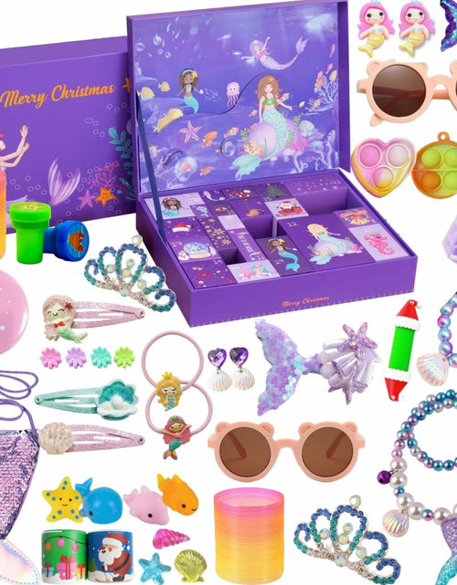 Load image into Gallery viewer, GOGREENWOVEN Advent Calendar 2025 37Pcs Toy Mermaid Purple Xmas Countdown
