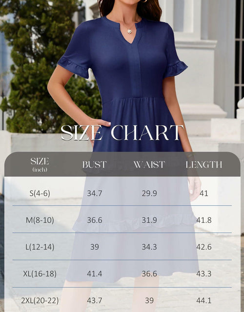 Load image into Gallery viewer, DRESSTELLS Womens Casual Ruffle V Neck Midi Dress Ivory Plus Size 2XL
