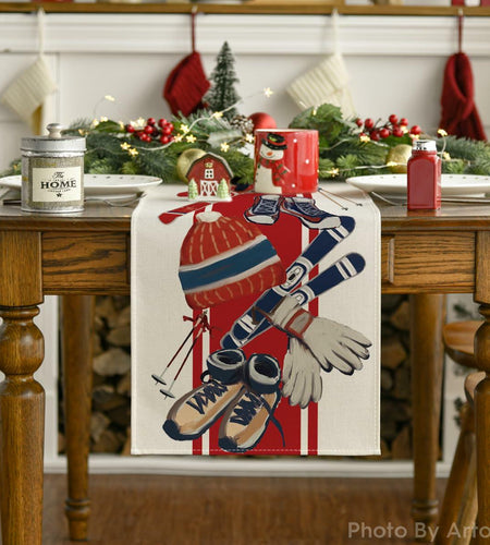 Artoid Mode Red Snowboarding Christmas Table Runner 13x48 Inch