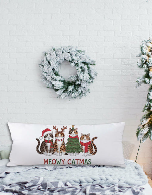 Load image into Gallery viewer, Yhtrg Christmas Cat Body Pillow Cover 20x54 Plush Velvet Holiday Gift
