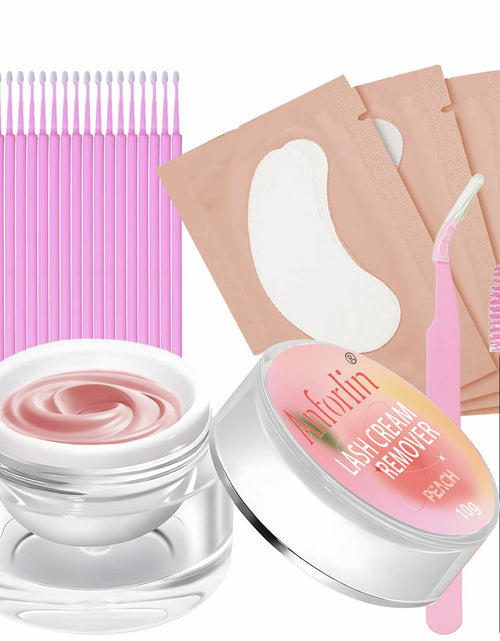 Load image into Gallery viewer, Anforlin Lash Remover Kit 10g Peach Scent with Eye Pads Brushes Tweezers
