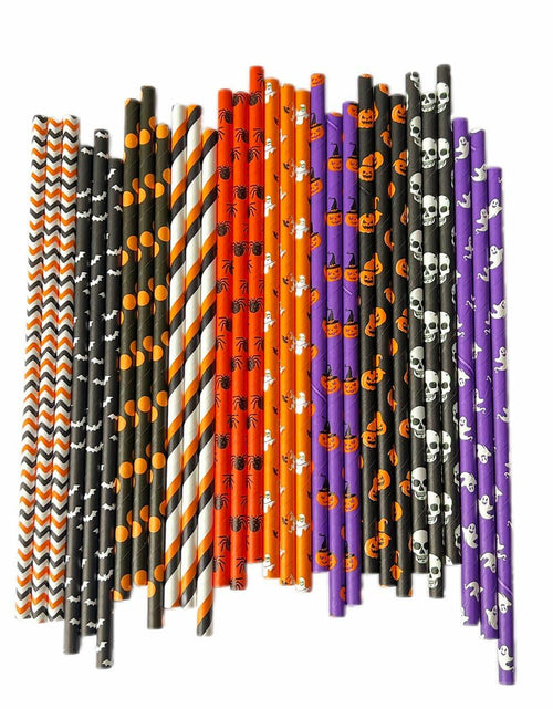 Load image into Gallery viewer, YAOSHENG Halloween Paper Straws 200pcs Biodegradable Mixed Styles Party
