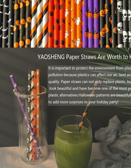 Load image into Gallery viewer, YAOSHENG Halloween Paper Straws 200pcs Biodegradable Mixed Styles Party
