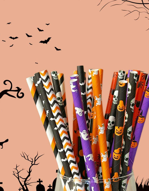 Load image into Gallery viewer, YAOSHENG Halloween Paper Straws 200pcs Biodegradable Mixed Styles Party
