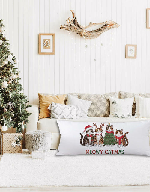 Load image into Gallery viewer, Yhtrg Christmas Cat Body Pillow Cover 20x54 Plush Velvet Holiday Gift
