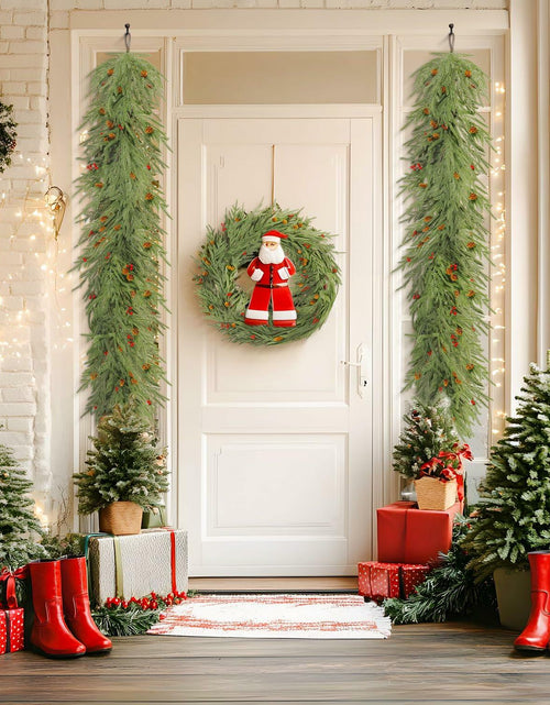 Load image into Gallery viewer, SHareconn 9FT Artificial Norfolk Pine Garland with Pine Cones Red Berries Green
