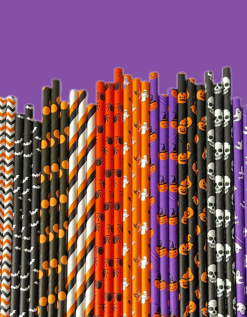 Load image into Gallery viewer, YAOSHENG Halloween Paper Straws 200pcs Biodegradable Mixed Styles Party
