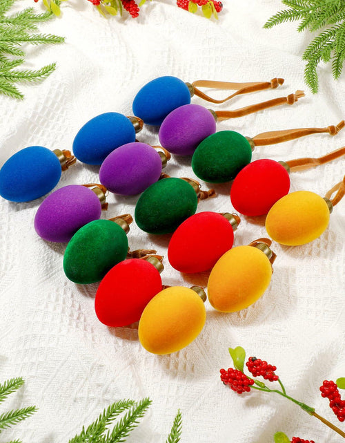 Load image into Gallery viewer, Hollowfly Christmas Velvet Balls Ornaments 2.36'' Rainbow 15 Pcs Shatterproof
