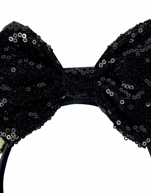 Load image into Gallery viewer, Foeran Sequin Mouse Ears Headband with Bow for Kids Adults Women Black

