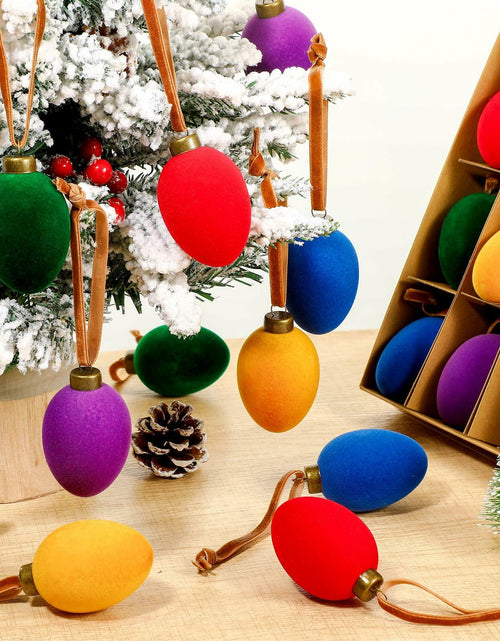 Load image into Gallery viewer, Hollowfly Christmas Velvet Balls Ornaments 2.36'' Rainbow 15 Pcs Shatterproof
