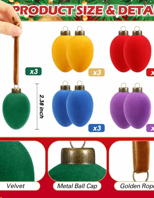 Load image into Gallery viewer, Hollowfly Christmas Velvet Balls Ornaments 2.36'' Rainbow 15 Pcs Shatterproof
