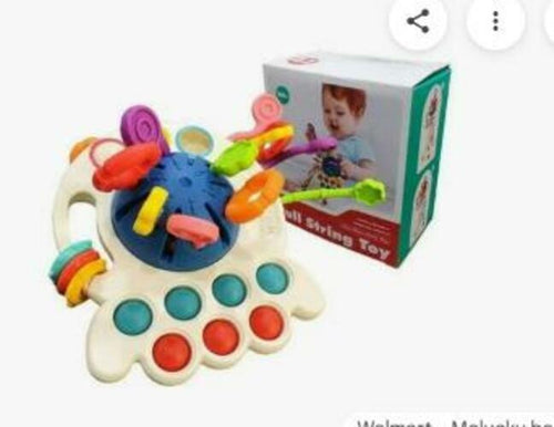 Load image into Gallery viewer, Thremhoo Montessori Silicone Baby Pull String Toy Toddler Red Blue Multi-color

