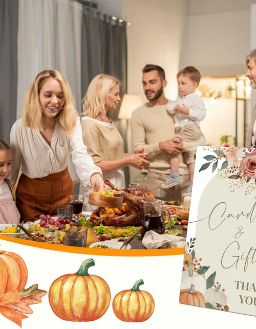 Load image into Gallery viewer, Serach Pumpkin Baby Shower Table Sign Wooden Stand Fall Floral YD16
