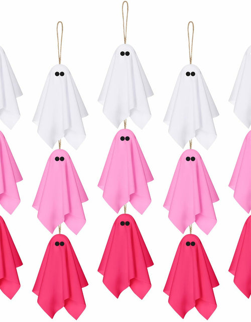 Load image into Gallery viewer, Tegeme 15 Pcs Pink Halloween Ghost Decor 4 Inch Pastel Hanging Ornaments
