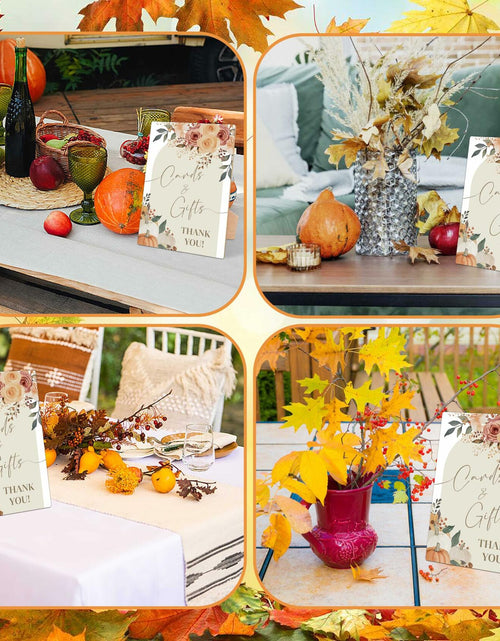 Load image into Gallery viewer, Serach Pumpkin Baby Shower Table Sign Wooden Stand Fall Floral YD16

