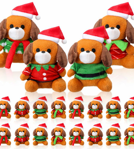 VioraWhite 16 Pack Mini Stuffed Dogs Plush Toys Colorful 4 Inches