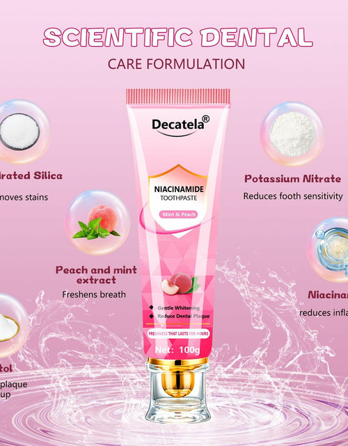 Load image into Gallery viewer, Decatela Niacinamide Whitening Toothpaste Peach Mint Flavor Fluoride-Free
