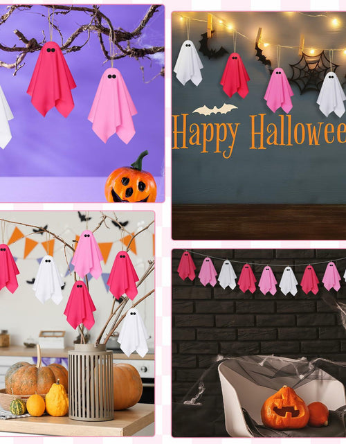 Load image into Gallery viewer, Tegeme 15 Pcs Pink Halloween Ghost Decor 4 Inch Pastel Hanging Ornaments
