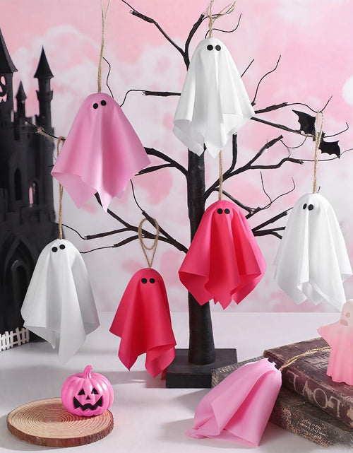 Load image into Gallery viewer, Tegeme 15 Pcs Pink Halloween Ghost Decor 4 Inch Pastel Hanging Ornaments
