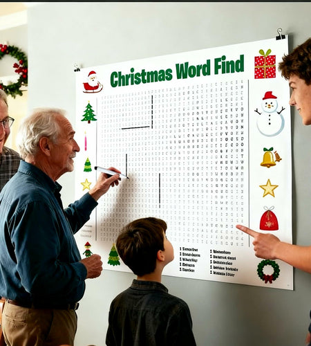 Christmas Word Search Poster Jumbo 36x24in 50 Words Holiday Game