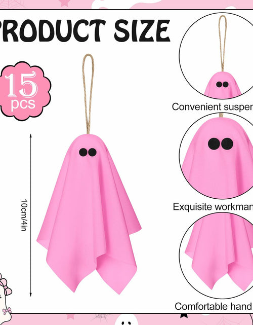 Load image into Gallery viewer, Tegeme 15 Pcs Pink Halloween Ghost Decor 4 Inch Pastel Hanging Ornaments

