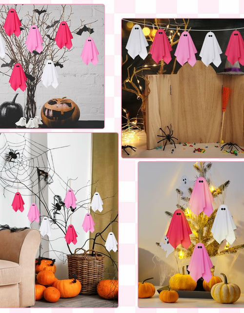 Load image into Gallery viewer, Tegeme 15 Pcs Pink Halloween Ghost Decor 4 Inch Pastel Hanging Ornaments
