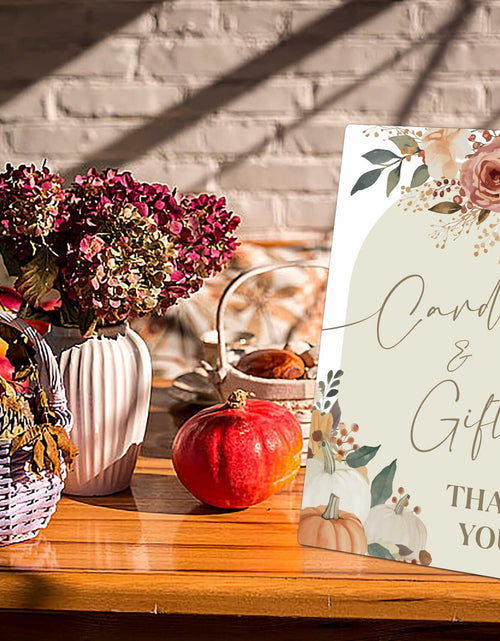 Load image into Gallery viewer, Serach Pumpkin Baby Shower Table Sign Wooden Stand Fall Floral YD16
