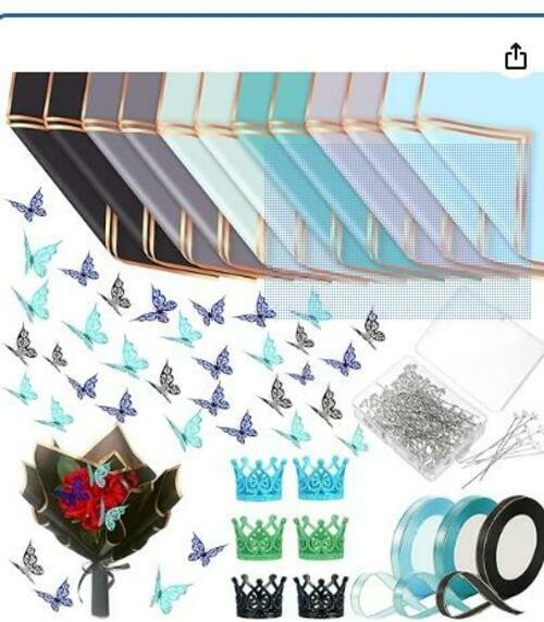 Load image into Gallery viewer, Qilery 334 Pc Flower Wrapping Paper Set Waterproof Floral Butterfly Fresh Color
