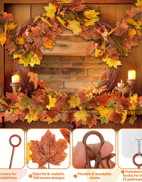 Load image into Gallery viewer, Helimoto Maple Leaf Garland 8 Pack 47.2FT Green Artificial Fall Leaves

