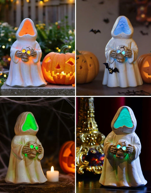 Load image into Gallery viewer, Goodeco LED Ghost Figurine Light-Up Spooky Resin Decoration Off-White
