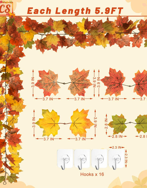 Load image into Gallery viewer, Helimoto Maple Leaf Garland 8 Pack 47.2FT Green Artificial Fall Leaves
