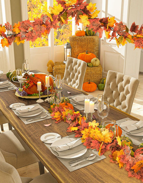 Load image into Gallery viewer, Helimoto Maple Leaf Garland 8 Pack 47.2FT Green Artificial Fall Leaves
