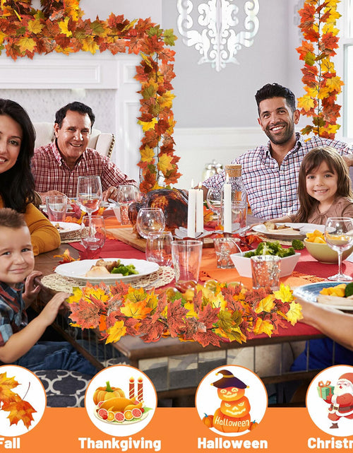 Load image into Gallery viewer, Helimoto Maple Leaf Garland 8 Pack 47.2FT Green Artificial Fall Leaves
